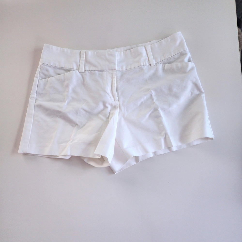Ann‎ Taylor Shorts Women Size 10 Signature White Cotton Blend Career Casual